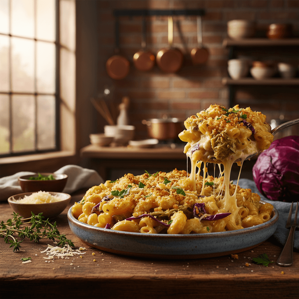 Macarrones con queso y Col (Delicioso)