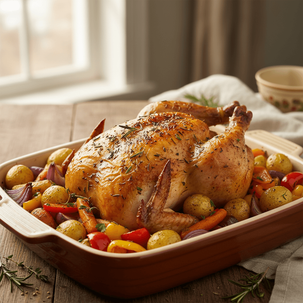Pollo al horno con verduras: receta facil, saludable y economica